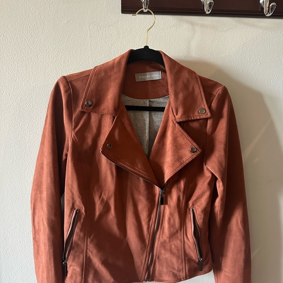 Bagatelle burnt orange faux suede moto jacket - Picture 3 of 5